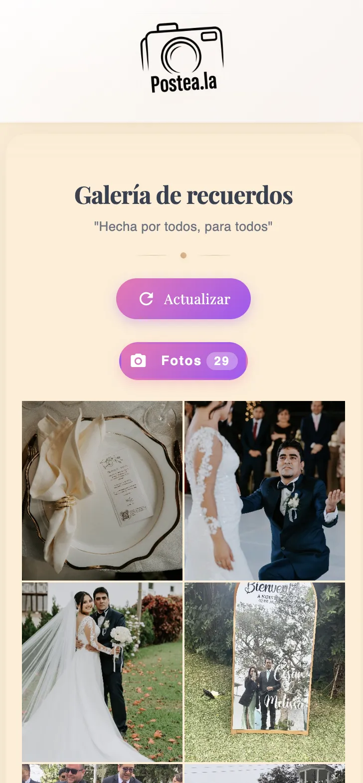 Galería de recuerdos de un evento en Postea.la