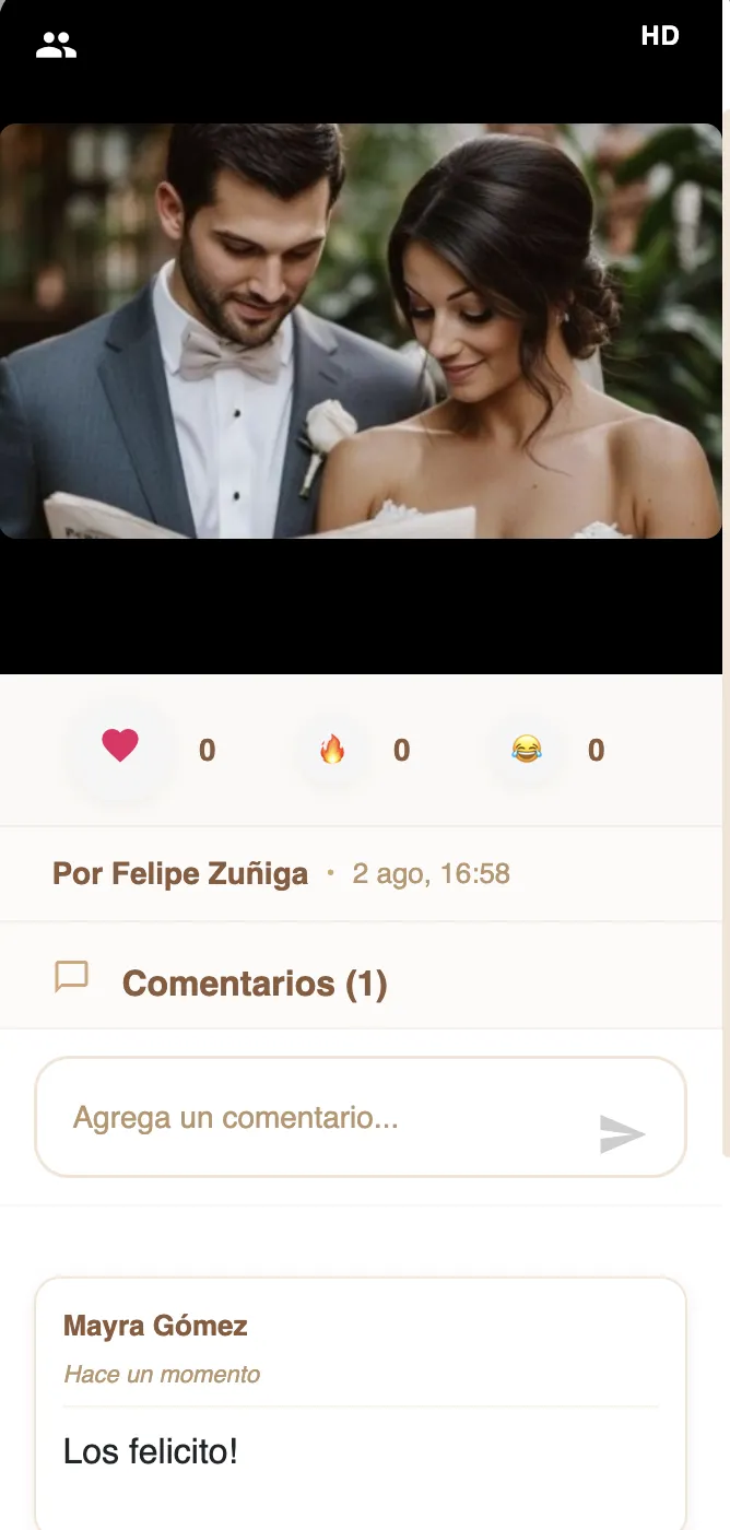 Recuerdo especial con reacciones y comentarios en Postea.la