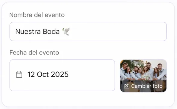 Formulario de creación de evento